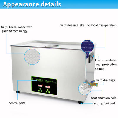 600W 40kHz 30L SS304 Cooper Drainage Ultrasonic Cleaner